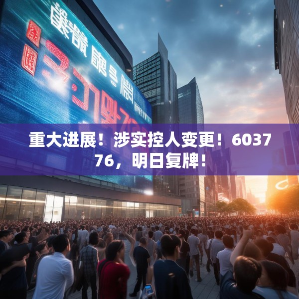 重大进展！涉实控人变更！603776，明日复牌！
