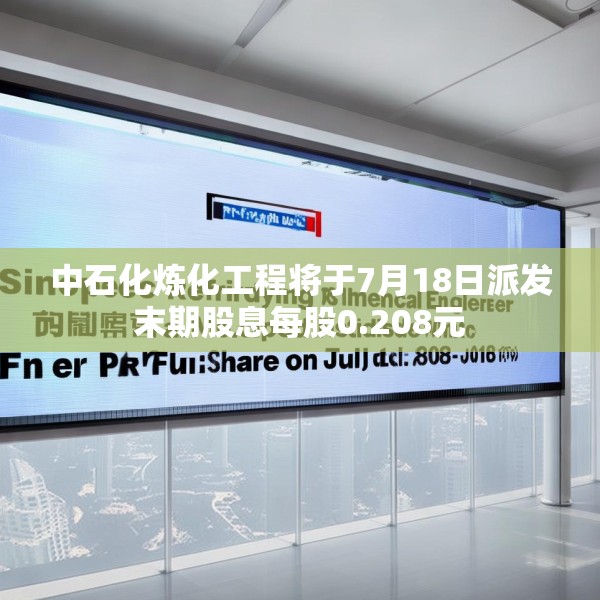 中石化炼化工程将于7月18日派发末期股息每股0.208元