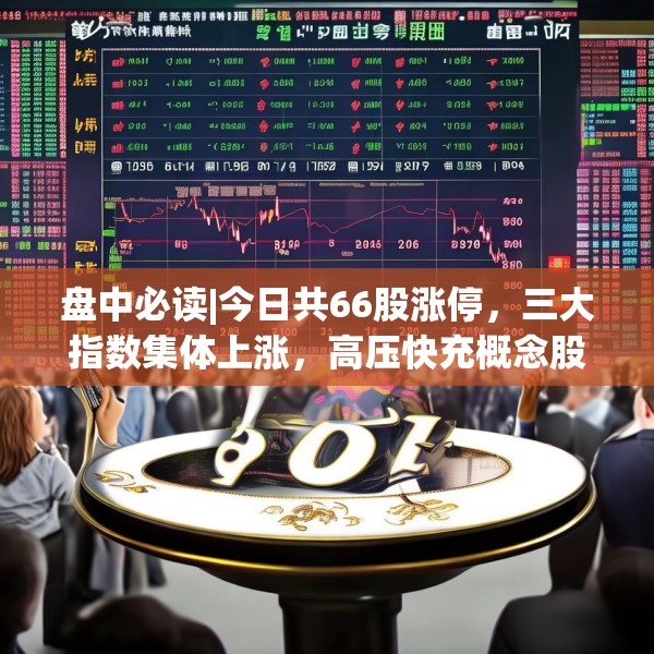 盘中必读|今日共66股涨停，三大指数集体上涨，高压快充概念股掀涨停潮