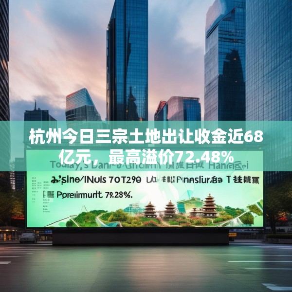 杭州今日三宗土地出让收金近68亿元，最高溢价72.48%
