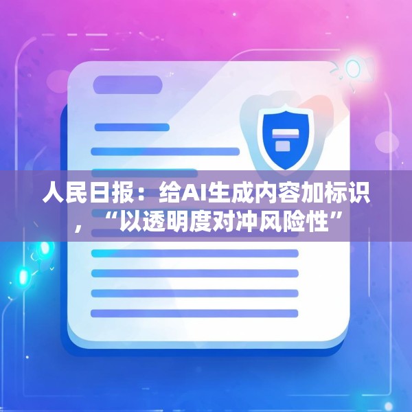 人民日报：给AI生成内容加标识，“以透明度对冲风险性”