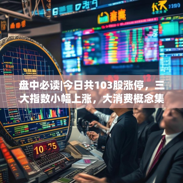 盘中必读|今日共103股涨停，三大指数小幅上涨，大消费概念集体爆发