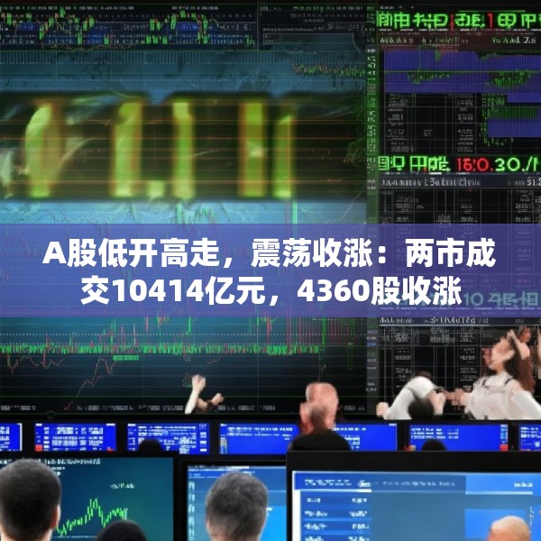 A股低开高走，震荡收涨：两市成交10414亿元，4360股收涨