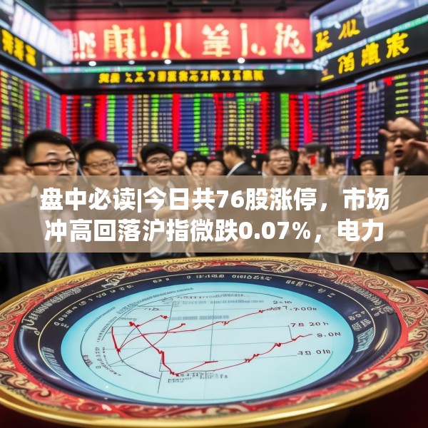 盘中必读|今日共76股涨停，市场冲高回落沪指微跌0.07%，电力股集体大涨