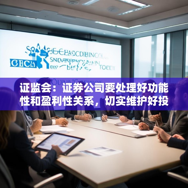 证监会：证券公司要处理好功能性和盈利性关系，切实维护好投资者利益