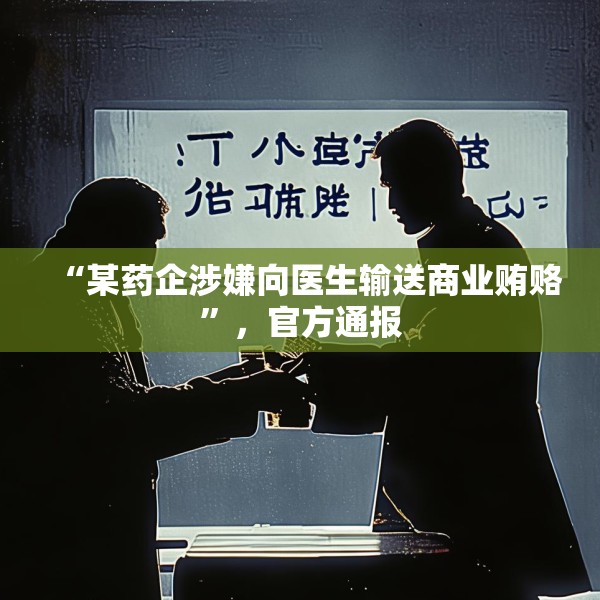 “某药企涉嫌向医生输送商业贿赂”，官方通报
