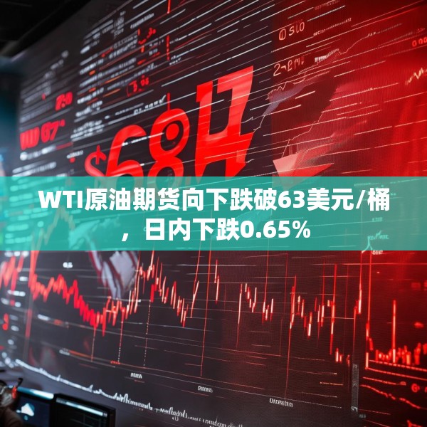 WTI原油期货向下跌破63美元/桶，日内下跌0.65%