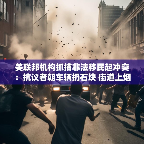 美联邦机构抓捕非法移民起冲突：抗议者朝车辆扔石块 街道上烟雾弥漫