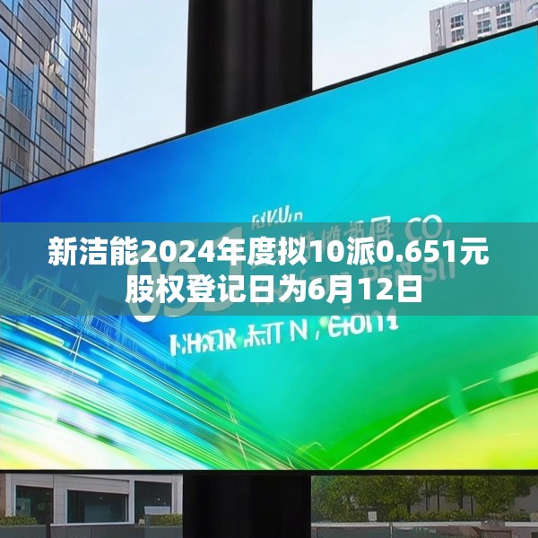新洁能2024年度拟10派0.651元 股权登记日为6月12日