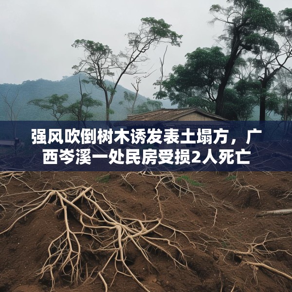 强风吹倒树木诱发表土塌方，广西岑溪一处民房受损2人死亡